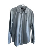 Men&#39;s Blue w/White Striped Tommy Hilfiger Custom Fit Long Sleeve Shirt  ... - $446.79 MXN