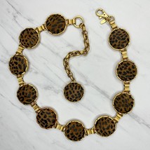 Express Vintage Chunky Animal Print Gold Tone Chain Link Belt Size XS Sm... - £52.14 GBP