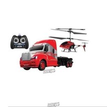 World Tech Toys-R/C Mega Hauler Truck &amp; Helicopter Combo Pack Red - £34.15 GBP