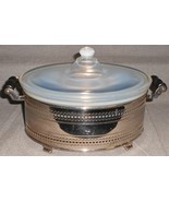 Vintage Iridescent FRY OVEN GLASS Oval 1 1/2QT Casserole with Chrome Holder - $67.82 CAD