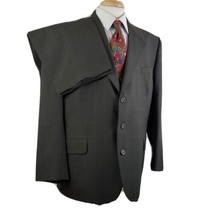 Stafford Three Button Suit 44S Brown Black Plaid, Trousers Pleated 36x27... - $57.99