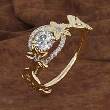18k Rose Gold Flower Zircon Diamond Engagement Ring for Women Gemstone Bizuteria - £18.32 GBP