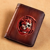  Men Wallets Classic Skull Dragon Design Short Card Holder Purse Trifold Men&#39;s W - £62.69 GBP