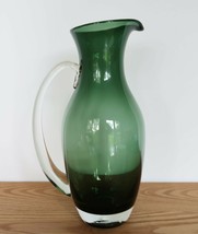 Vintage MCM forest green art glass large pitcher - $44.99