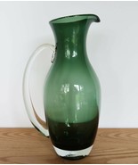 Vintage MCM forest green art glass large pitcher - $61.53 CAD