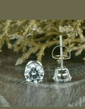 4.00 Ct Round Cut 7MM Diamond Stud Earrings Screw Back 14K White Gold Over - $66.78