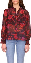 Sanctuary Womens Floral Print Sheer Button-Down Top Red XXS  - £30.24 GBP