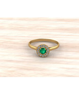 Natural Green Emerald And CZ Diamond Handmade Sterling Silver Women Ring... - $75.46 CAD