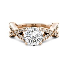 3.05 tcw Round Lab Diamond &amp; Diamond Engagement Ring 14k R Gold - £1,618.59 GBP
