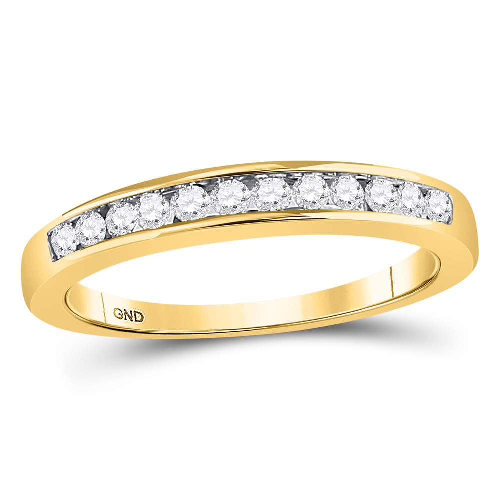 Primary image for 14kt Yellow Gold Womens Round Channel-set Diamond Single Row Wedding Band