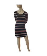 Lole UPF 50+ Long Sleeve Dress Size XS Black Brown Gray Stripes Scoop Neck - $17.82