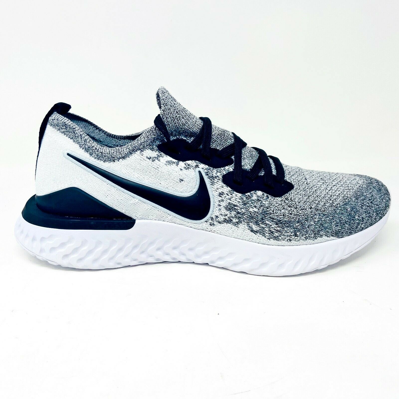 Nike Epic React Flyknit 2 White Black Platinum Oreo Mens Running Sneaker