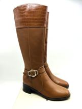 Marc Fisher Hailin Regular Calf Leather Tall Shaft Boots- Cognac, US 8W  *DEFECT - $49.49