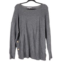 Marled Womens Sweater L Gray Side Buttons Cozy Long Tunic Reunited Clothing - £15.71 GBP