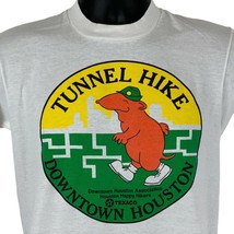 Houston Tunnel Hike Vintage 80s T Shirt Small Texas Mole Hiking USA Mens White - £47.33 GBP