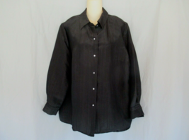 Liz Claiborne Villager Woman top shirt button up Size 1  (1X) black long sleeve - £8.54 GBP