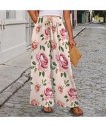 Floral Elastic Waist Tether Wide Leg Pants with Pockets - $749.38 MXN+