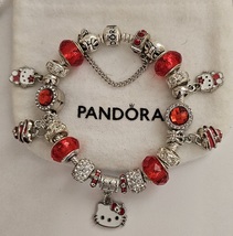 Racy in Red Kitty Hearts - Authentic Pandora Bracelet w/rec - £114.03 GBP