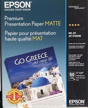 Epson - S041468 - Premium Matte Presentation Paper, 45 lbs., 11 x 14, 50 Sheets - $44.95