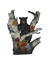 Hand Carved Wooden Bear On Birch Tree Hanging Wall Art Cabin Lodge Style Decor - £130.34 GBP