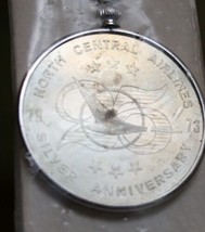 NORTH CENTRAL AIRLINES Vintage 1973 25th Anniversary Coin Keychain A14 - £23.59 GBP