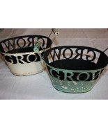 NEW - Lot of 2 - Ashland Garden Collection Metal &quot;GROW&quot; Basket Planters - $8.00