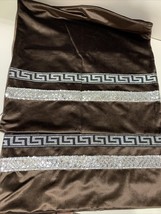 NuoChen Set of 2 Velvet Throw Pillow Covers  W/ Greek Key &amp; Sequin Stripe-Brown - $9.13