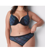 Lane Bryant CACIQUE Silky No Show THONG Panty BLUE GREEN PLAID Plus 22/2... - $21.80 CAD