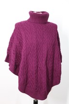 Talbots XS Burgundy Purple Nylon Lambswool Cable Knit Turtleneck Sweater Cape - £30.01 GBP