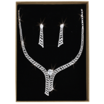 3W1434 - Rhodium Brass Jewelry Sets with AAA Grade CZ  in Clear - $198.08 CAD