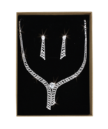 3W1434 - Rhodium Brass Jewelry Sets with AAA Grade CZ  in Clear - $198.08 CAD