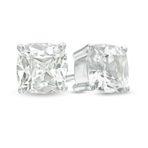 4mm Cushion Shape Simulated Sterling Silver Solitaire Stud Earrings for Womens - £29.88 GBP