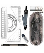 Math Geometry Kit Set 8 Pieces Student Supplies with Shatterproof Storag... - $88.94 MXN