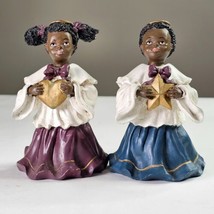 Childlike angels dressed in choir robe resin No Wings 4.5&quot; Violet Turquo... - £15.80 GBP