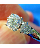 Earth mined Diamond Deco Engagement Ring Solid Designer 14k White Gold S... - $8,904.17 CAD