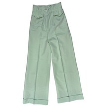 Vtg 70s Wide Leg Pants Solos by County Set GreenPlaid /White Cuffed Wome... - $78.41