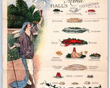 Hall&#39;s Centerport Restaurant Long Island NY Advertising Menu Folding Pos... - $187.61