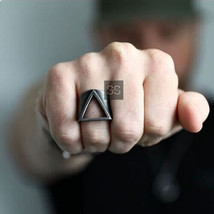 Triangle Cutout Ring,925 Sterling Silver, Antique Silver, Men Ring, Gift For Men - £44.72 GBP