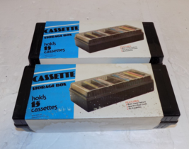 Lot of 2 15 Audio Cassette Tapes Vintage Hard Plastic Storage Box Case H... - $19.58