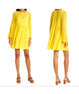 Staud Womens Sz S Vieste Tiered Mini Dress Sunshine Yellow Long Sleeve $... - £132.38 GBP