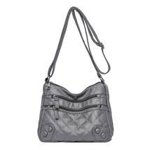 Women Retro Soft PU Leather Crossbody Bags Fashion Checkered Casual Multi Layers - £29.87 GBP