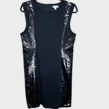 CHARMING CHARLIE black ponte knit sequin panel cocktail party dress size... - $368.35 MXN