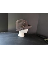 Vtg Chocolate Felt Swoop Brim Hat Union Made USA Gold Accent Beautiful Q... - $1,121.04 MXN