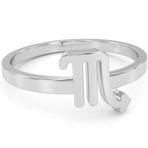Scorpio Zodiac Sign Ring In Solid 14k White Gold - £155.84 GBP