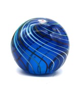 Vtg Blue Swirl Swirled Art Glass Blown Paperweight - $578.85 MXN