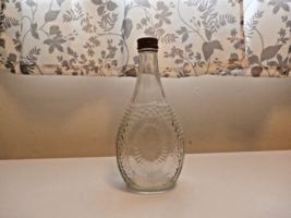 Vintage Clear Glass Log Cabin Syrup Bottle With Pressed Design 9 3/4 Inches Tall - £6.67 GBP