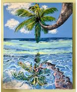 LARGE 5' x 4' Beautiful Original Canvas Ocean Painting 'Palm Tree' by Dan Byl... - $97,400.00