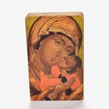 Vintage Handmade Wood Icon of Virgin Mary Baby Jesus Mother Of God - £17.40 GBP