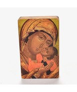 Vintage Handmade Wood Icon of Virgin Mary Baby Jesus Mother Of God - $21.77