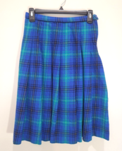 Vintage Pendleton Skirt Wool Plaid Pleated Made in USA Blue Green 8 - £18.64 GBP